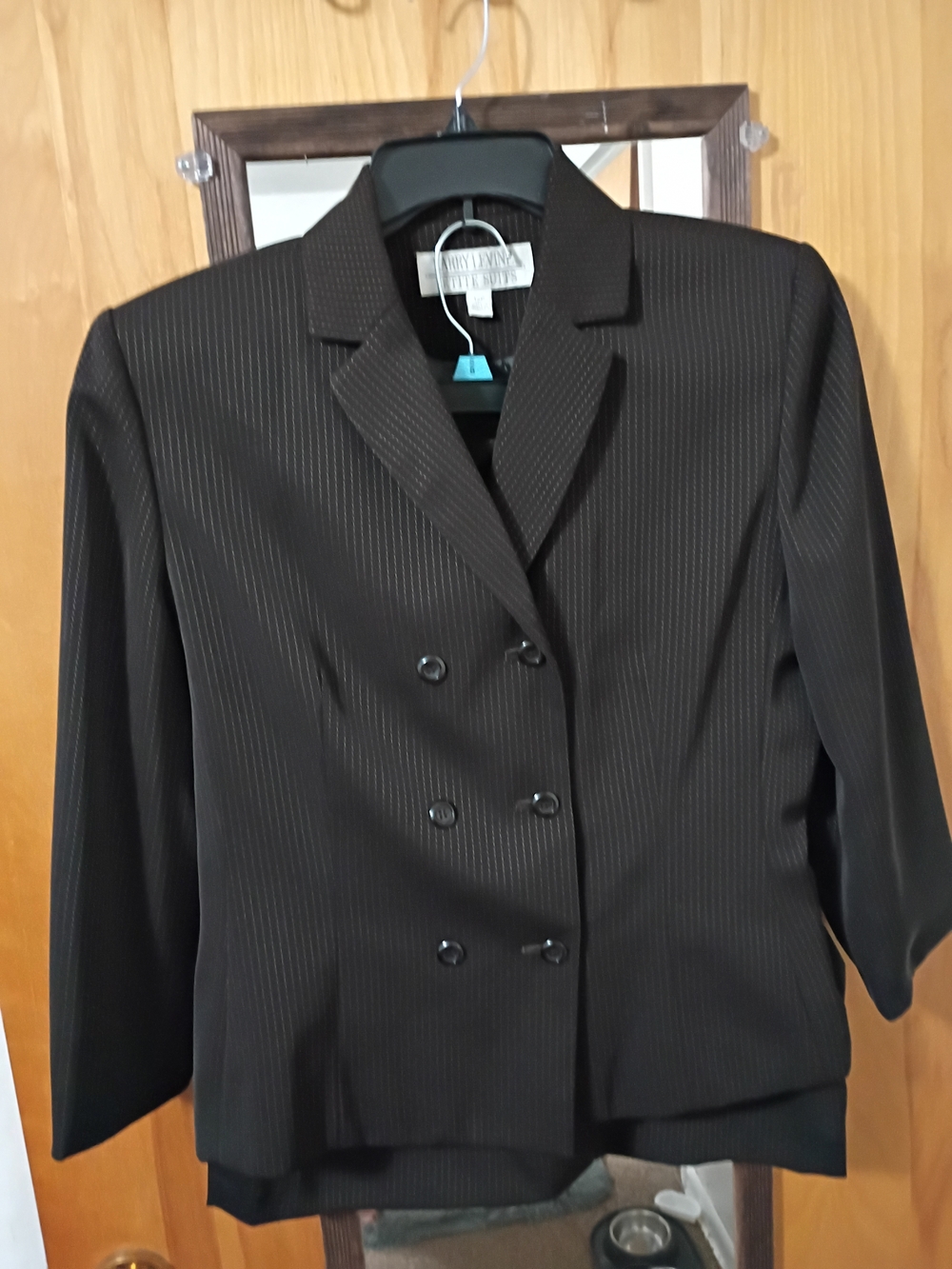 Larry Levine Woolrich Classics Women’s Black Pinstripe Double-Breasted Blazer